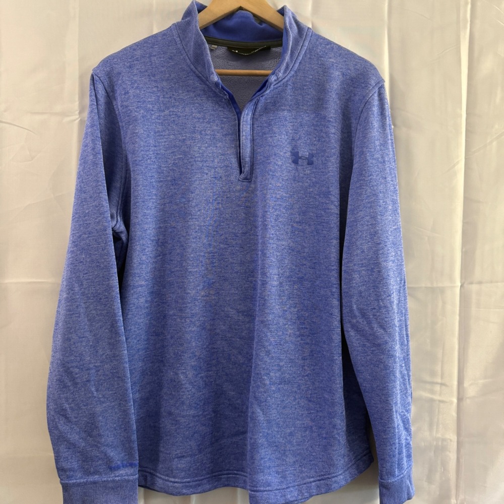 Under Armour Mens ColdGear 1/4 Zip Pullover Blue Heather XL Golf Sweatshirt